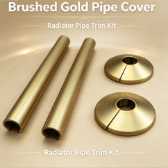 Kit de guarnição de tubo de radiador de plástico dourado escovado, manga de tubo dividido e anel corretivo de buraco de parede, conjunto de cobertura de decoração de tubo de aquecimento de aparência de metal