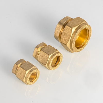 EN1254 Extremidade de parada de compressão de latão forjado para encaixe de tubulação, fontes de água de baixa pressão