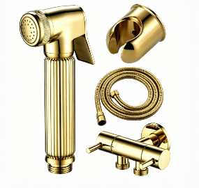 Conjunto de pulverizador de bidê Shattaf de latão sólido dourado, kit de limpeza de vaso sanitário portátil pressurizado