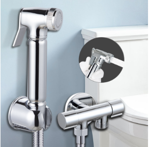 Pulverizador de bidê portátil de latão sólido com cabeça de chuveiro - pistola de água de limpeza de banheiro de alta pressão