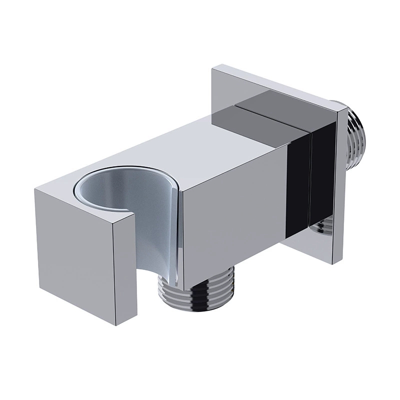 Válvula de ângulo quadrado de latão sólido com suporte de montagem, válvula de parada de saída de parede de água quente e fria para torneira