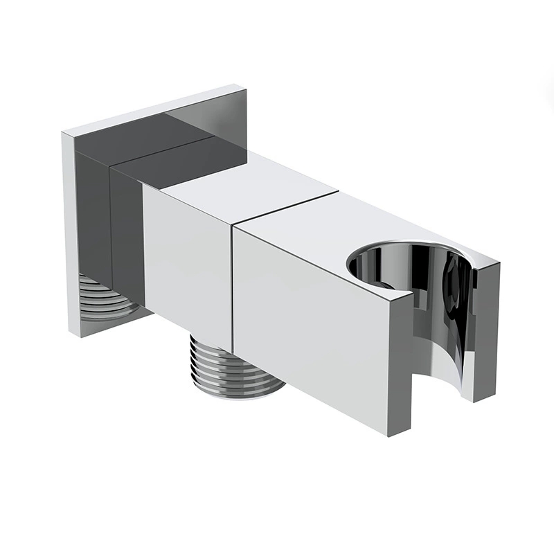 Válvula de ângulo quadrado de latão sólido espessado com suporte de chuveiro, válvula de parada reta de 1/2